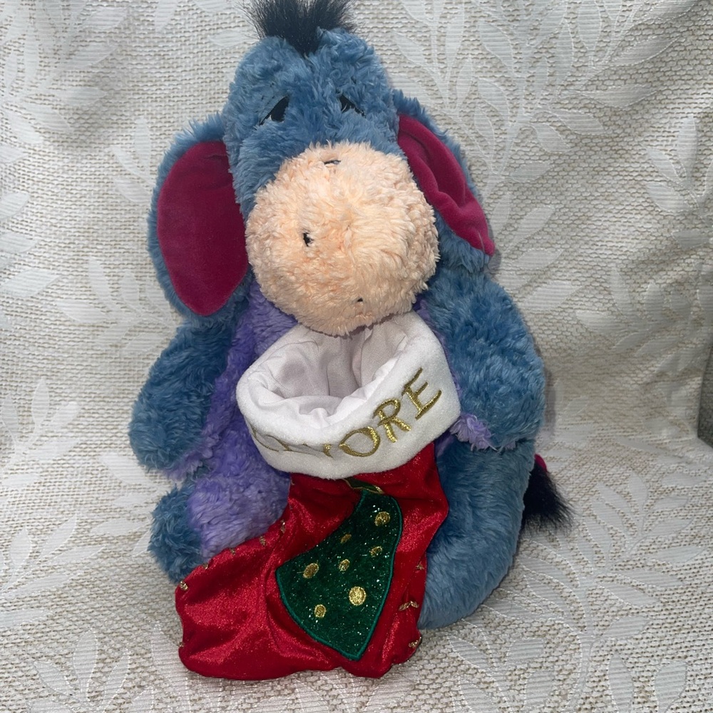 Disney Eeyore Plush with Christmas Stocking 12”